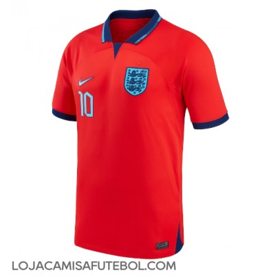 Camisa de Futebol Inglaterra Raheem Sterling #10 Equipamento Secundário Mundo 2022 Manga Curta